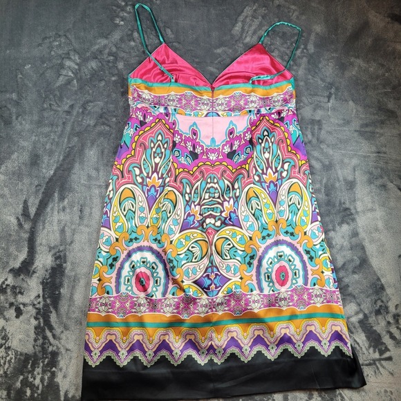 MIXIT Women's Floral Paisley Print Slip Dress Size 10 Boho Hippie Sexy - Picture 4 of 9